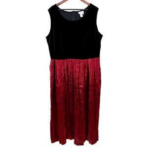 Coldwater Creek Plus Size 24 Red Black Shiny Sparkly Velvet Christmas Maxi Dress